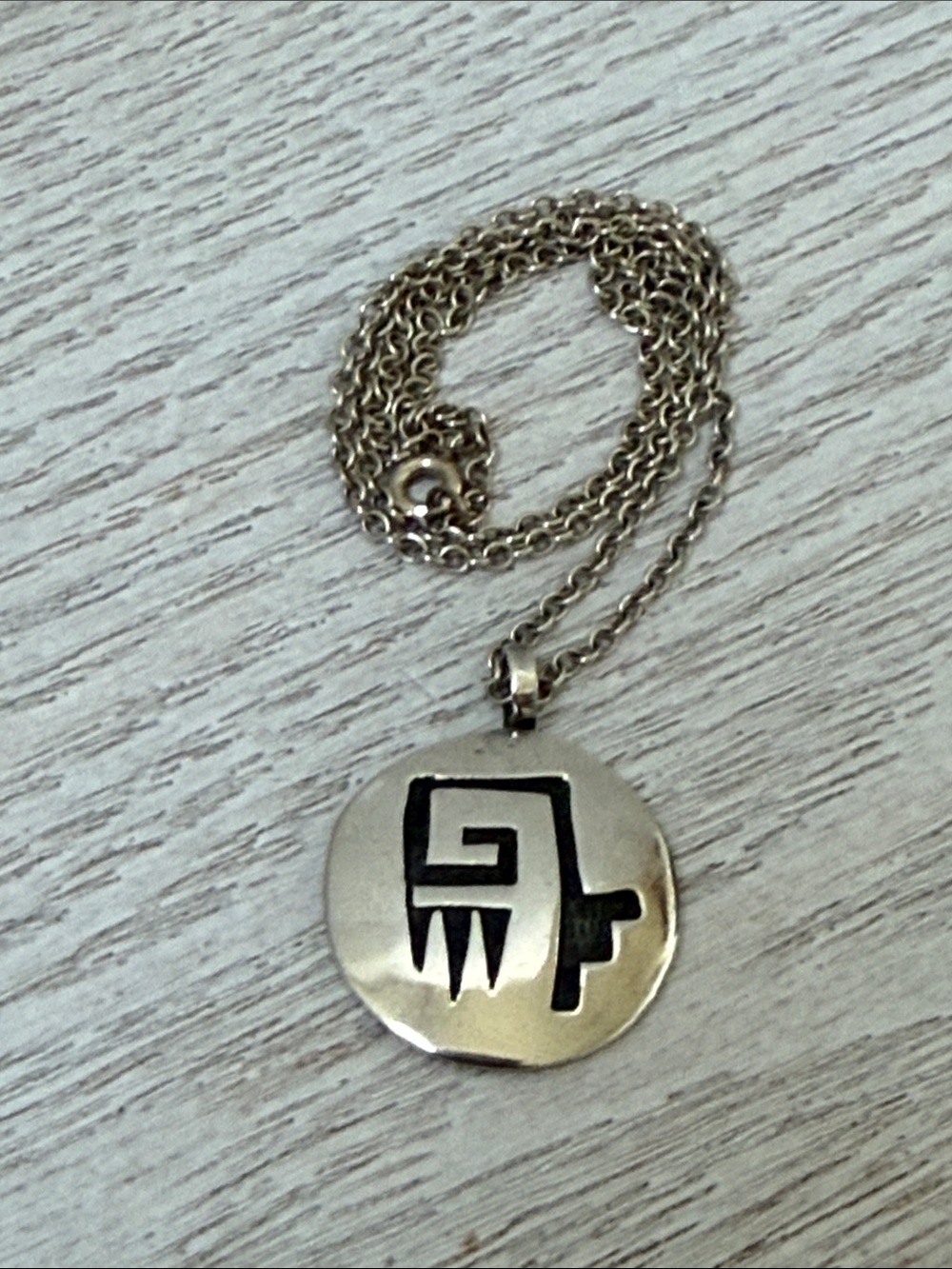 Vintage Native American Hopi Overlay Sterling Silver Pendant Necklace Unisex